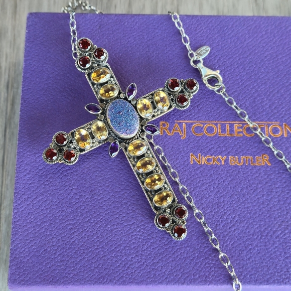 Nicky Butler RAJ COLLECTION LIMITED EDITION 925 Sterling Silver Cross Necklace - Picture 2 of 16
